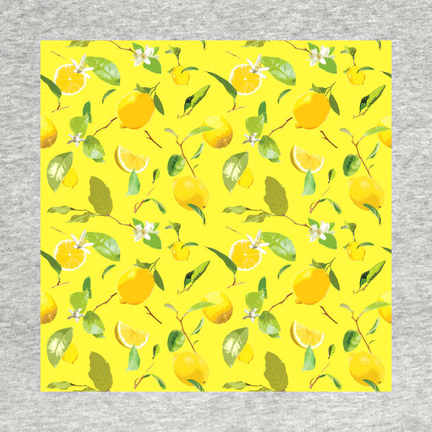 Watercolor Lemon & Leaves 1 by B&K